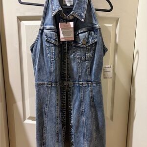 Avec Les Filles Light Blue Denim Mini Dress
